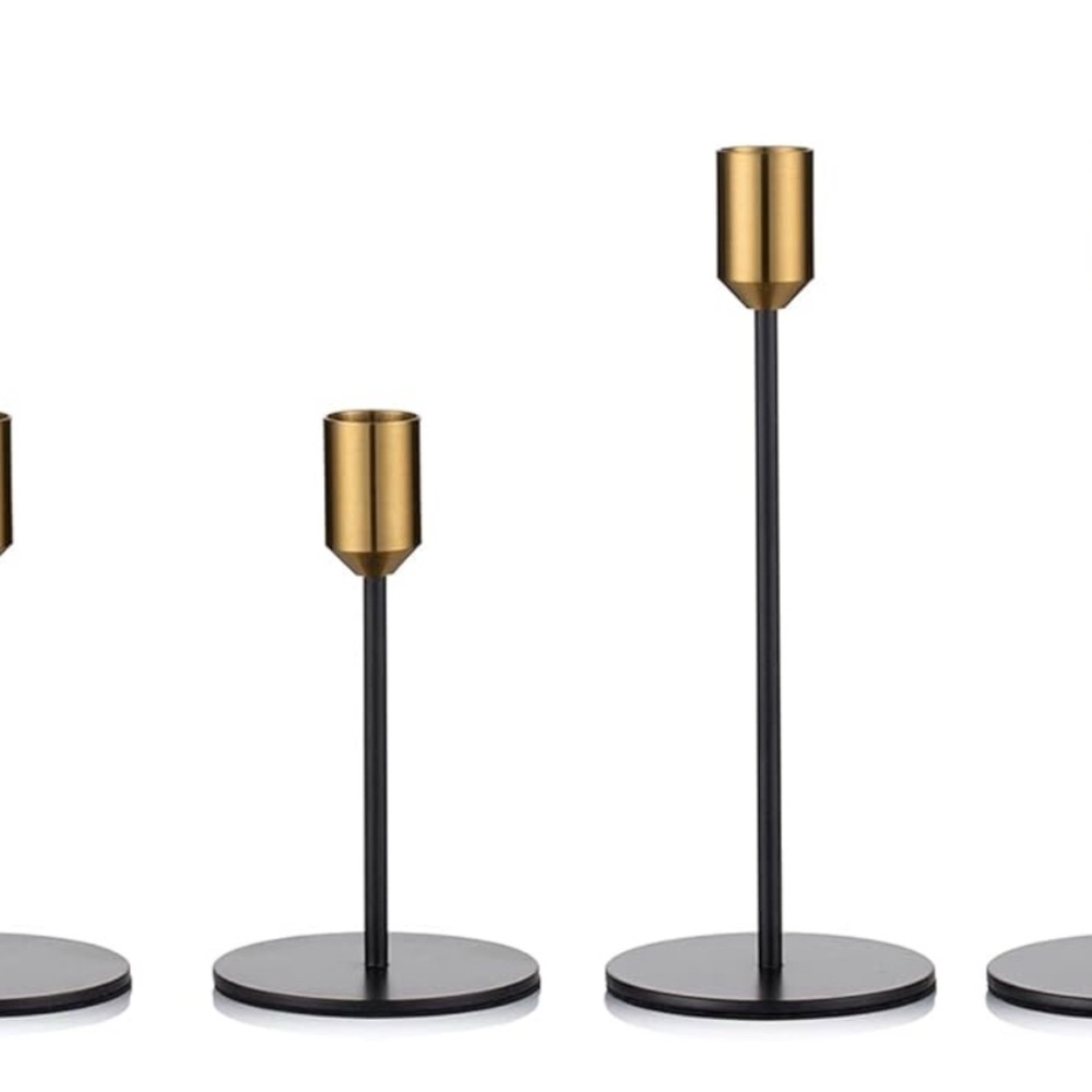 Set of 4 Gold and Black Candle Holders